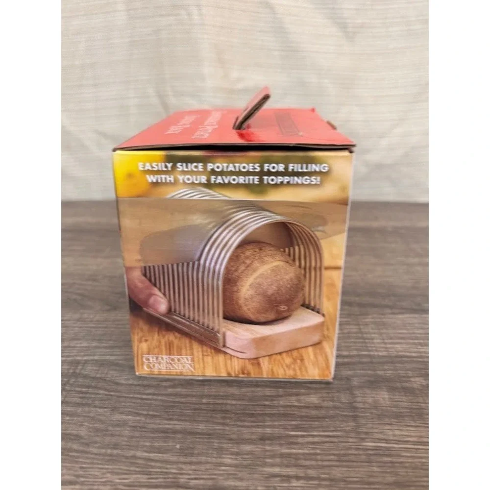 Charcoal‎ Companion Hasselback Potato Slicing Rack Wood Stainless Steel NEW